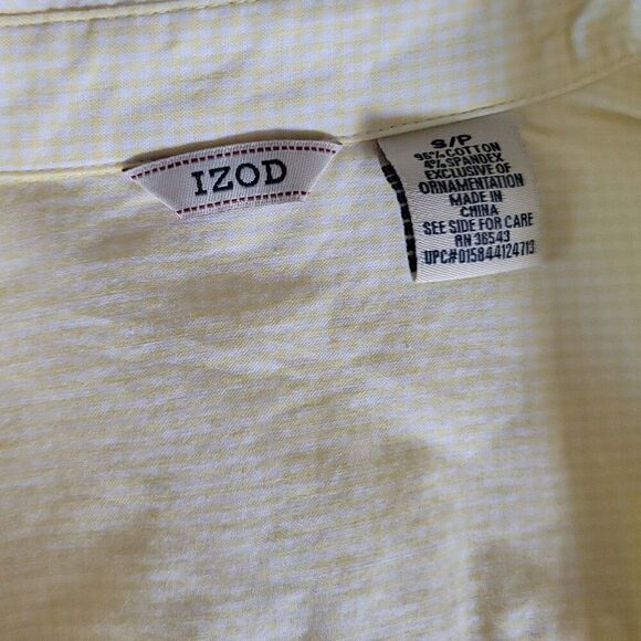 Izod Yellow Small Plaid Button Down Shirt Size S - Picture 6 of 6